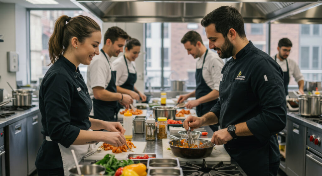 vecteezy happy diverse culinary team cooking in modern restaurant 71532073